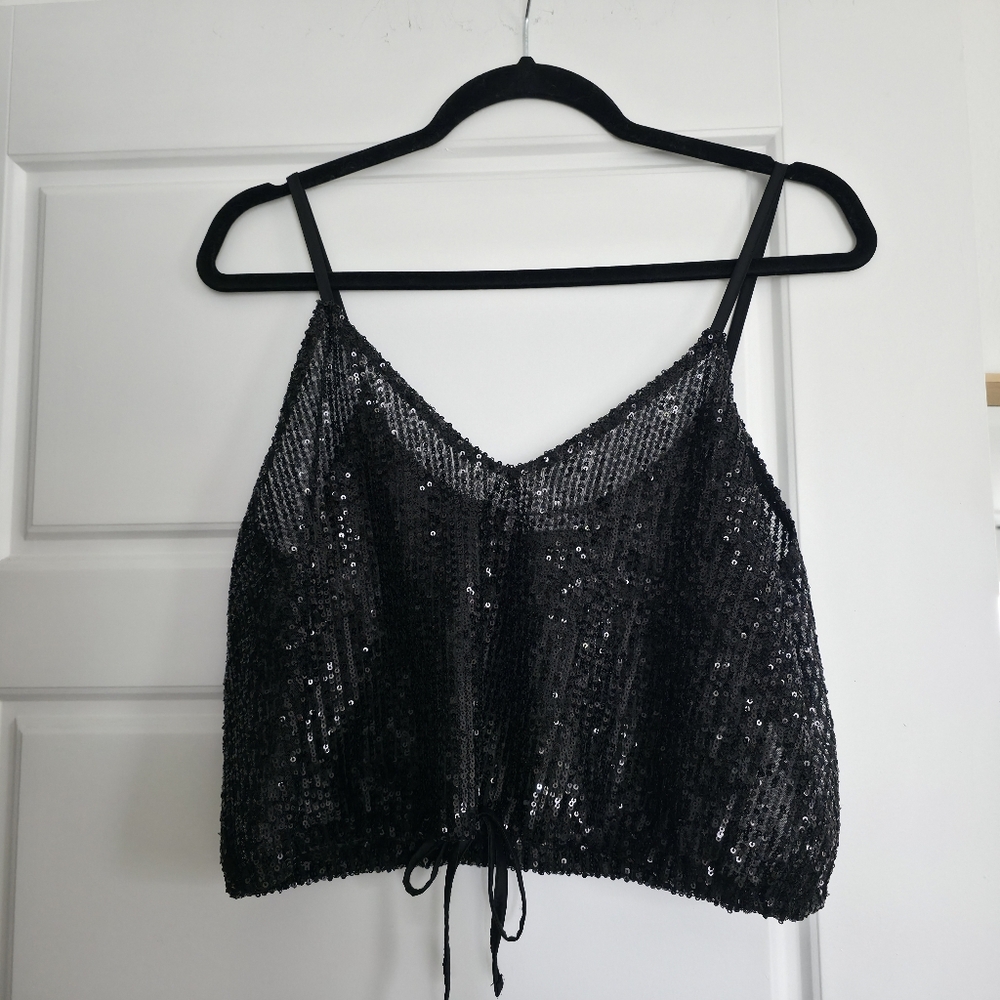 Zara Sequin Crop Tank Top